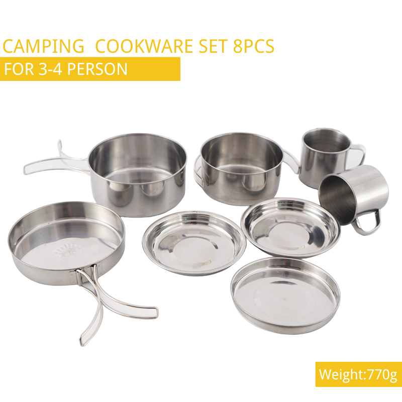 Utensilios de cocina de acero inoxidable para acampar, 6 unidades/juego para cocinar