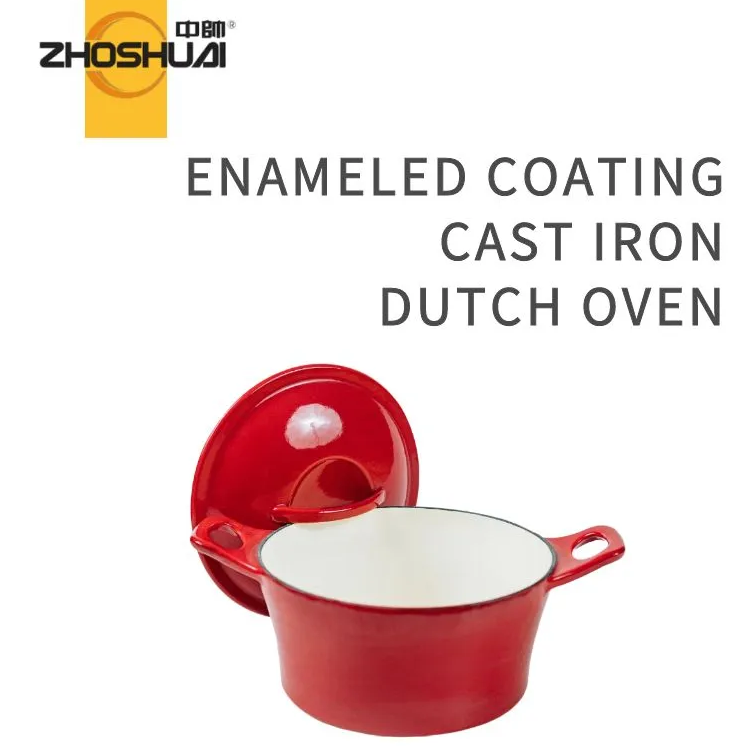 Horno holandés de hierro fundido para freír con esmalte rojo OEM