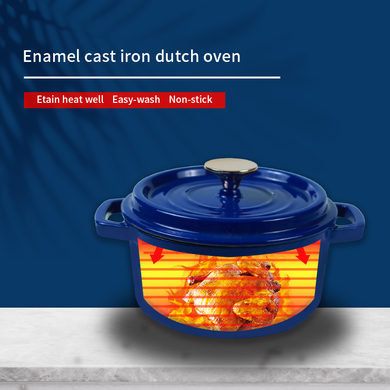 Horno holandés multifunción de hierro fundido esmaltado azul