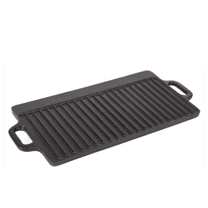 Sartén rectangular de hierro fundido para cocinar al aire libre, negra, de 18 pulgadas