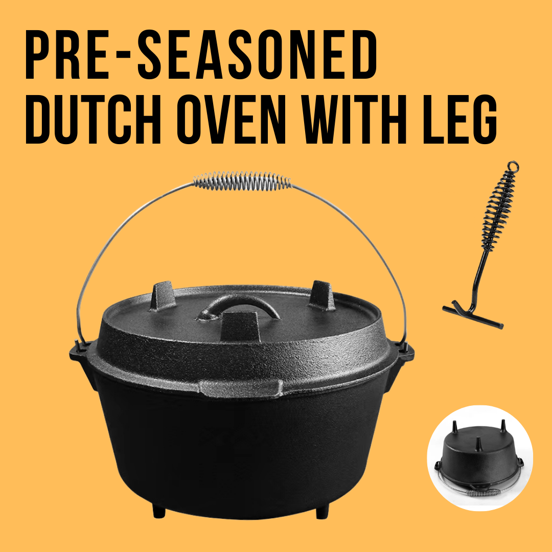 Horno holandés de hierro fundido de 7Qt para acampar al aire libre con patas