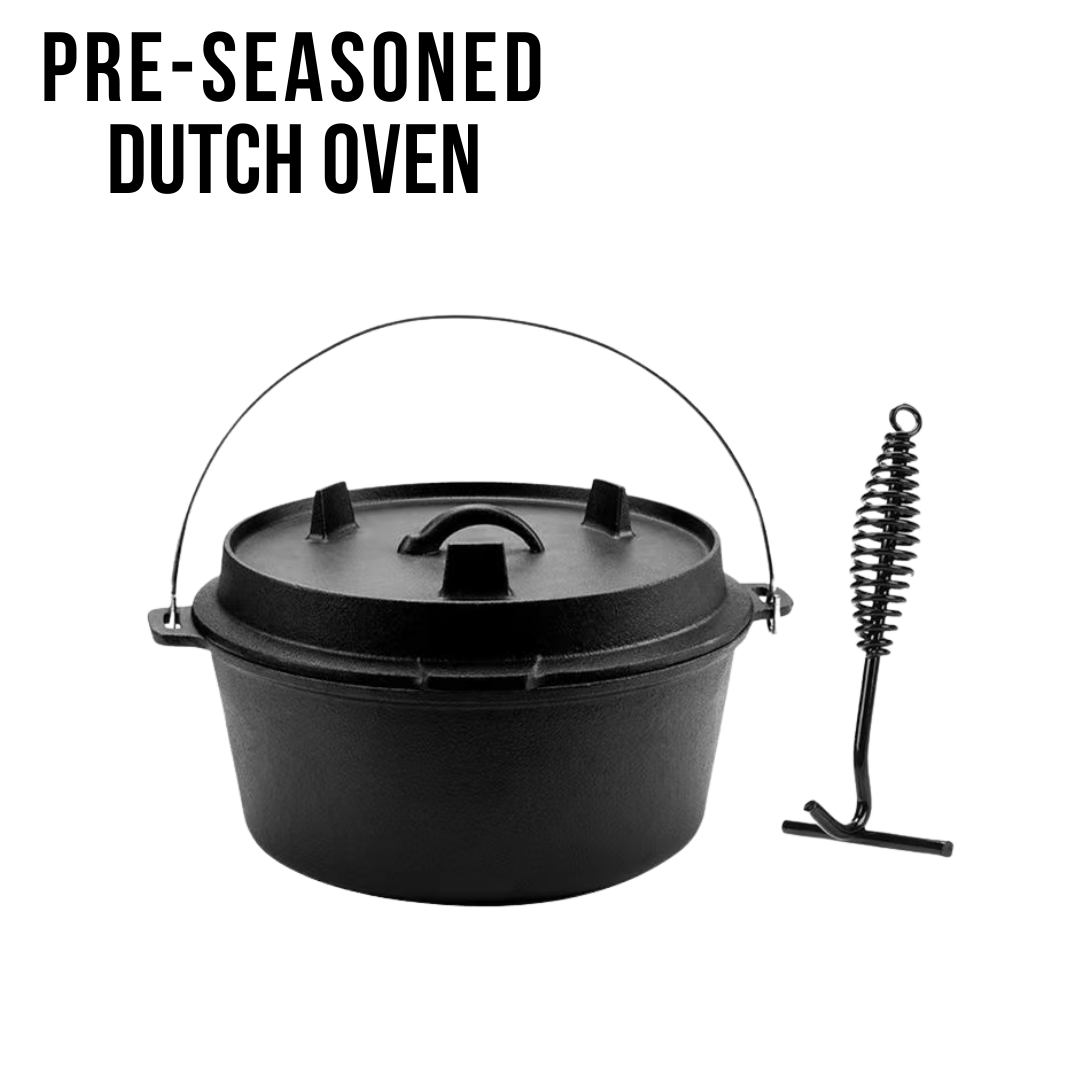 Horno holandés de hierro fundido antiadherente negro 7L para camping