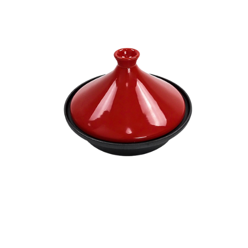 Tajine de hierro fundido esmaltado en rojo Olla con tapa